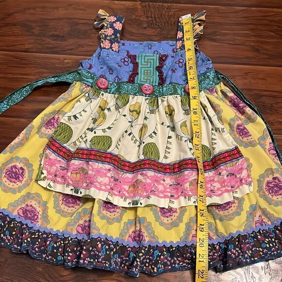 Matilda Jane Paint By Numbers Multi Print Apron Hot Air Balloon Floral Dress - Picture 4 of 9